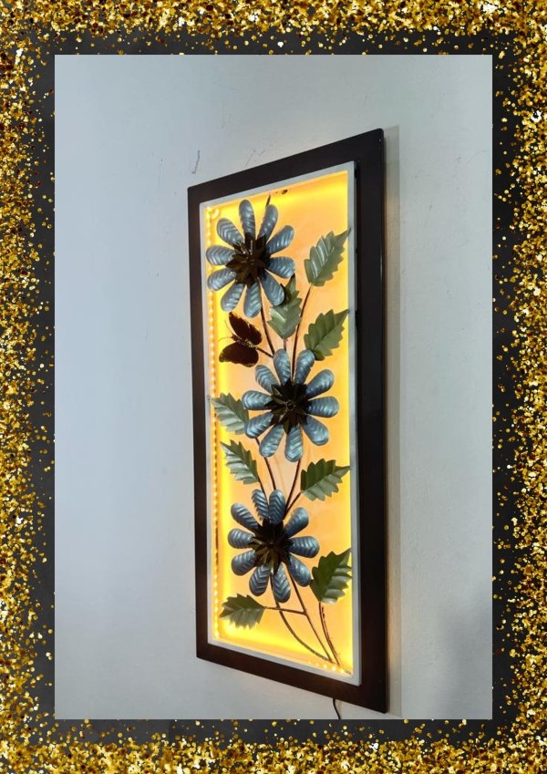 Double Framed Floral Wall Art with LED.