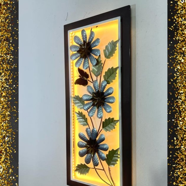 Double Framed Floral Wall Art with LED.